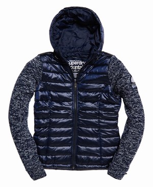 Superdry SD Storm Hybrid Cipzár Női Kapucnis Pulóver Sötétkék | HSJNA8167